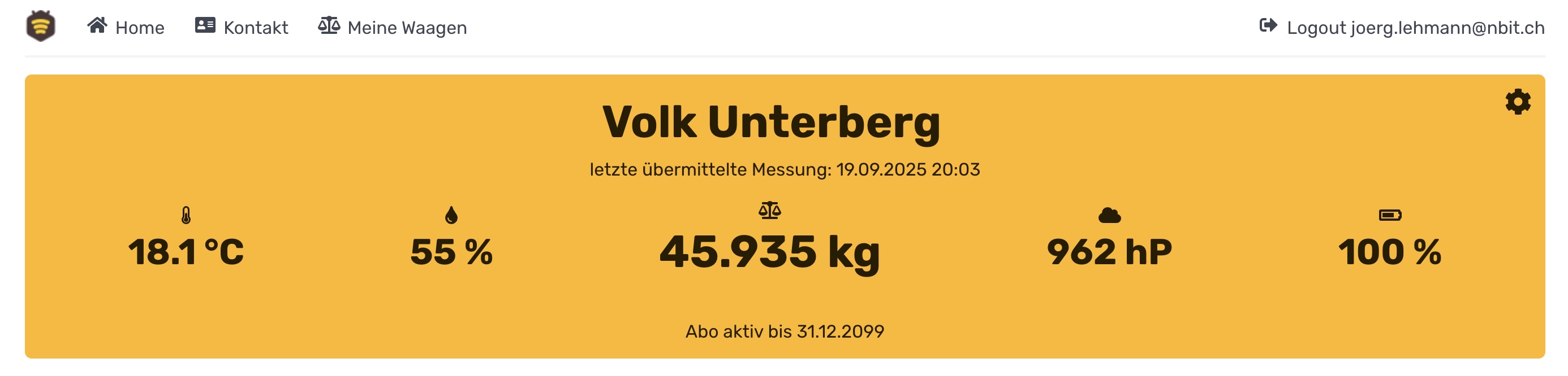 Messwerte&uuml;bersicht einer Waage